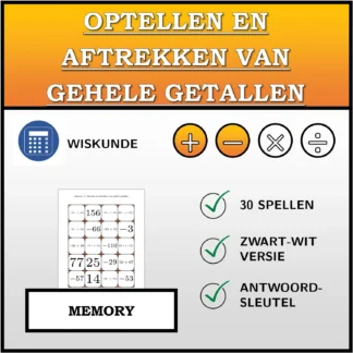 Memory: Optellen en aftrekken van gehele getallen