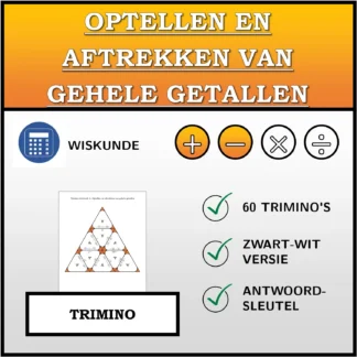Trimino: Optellen en aftrekken van gehele getallen