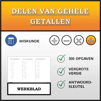 Werkblad: Delen van gehele getallen