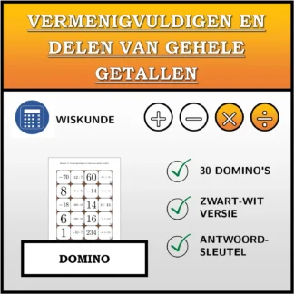 Domino: Vermenigvuldigen en delen van gehele getallen