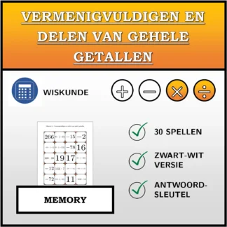 Memory: Vermenigvuldigen en delen van gehele getallen