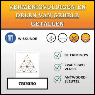 Trimino: Vermenigvuldigen en delen van gehele getallen