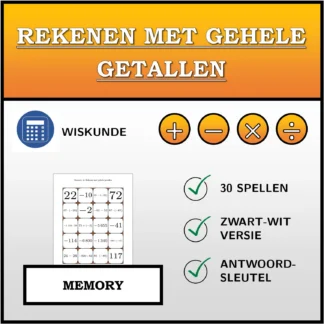 Memory: Rekenen met gehele getallen