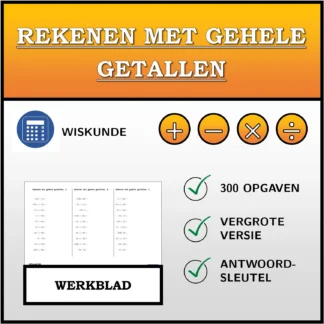 Werkblad: Rekenen met gehele getallen