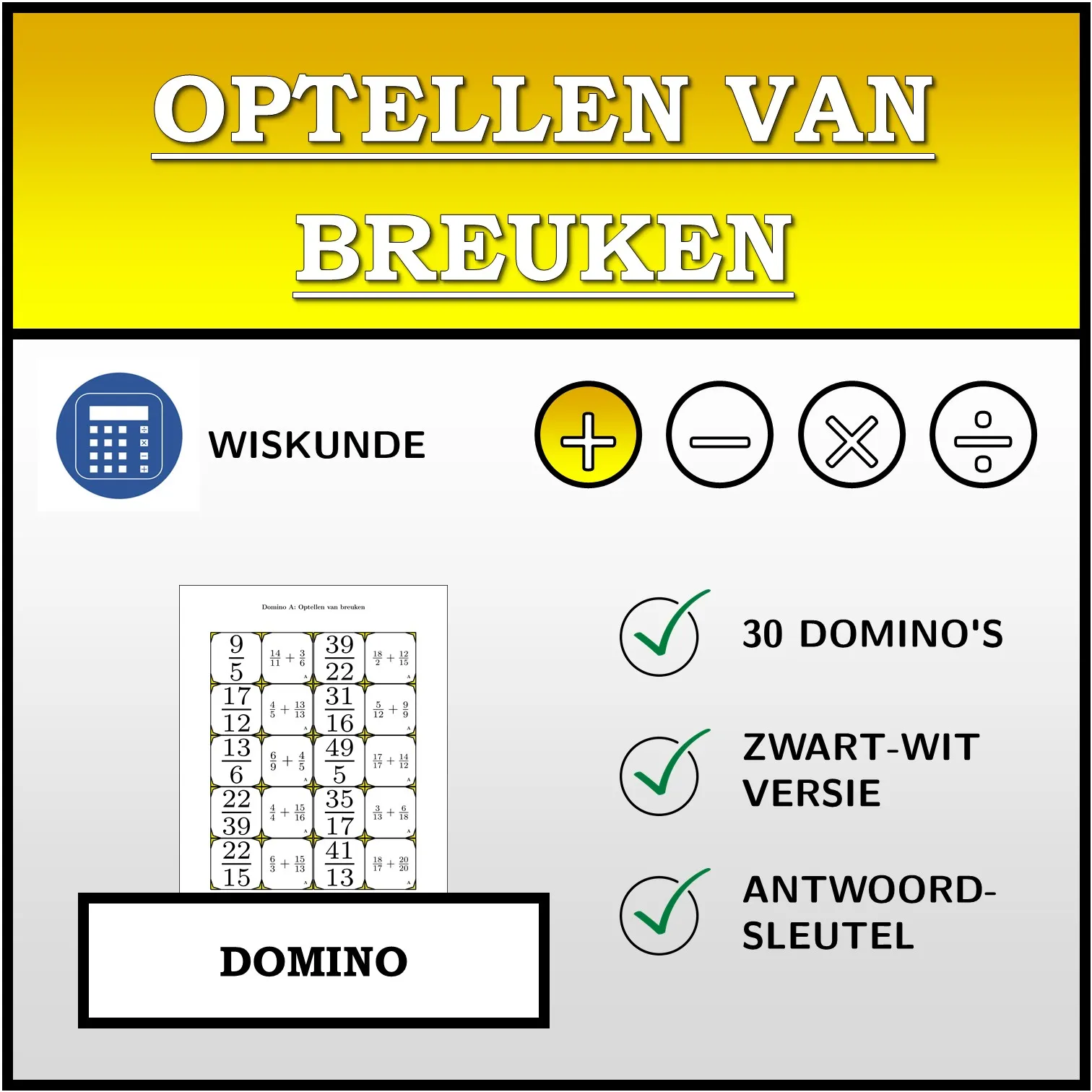 Domino: Optellen van breuken