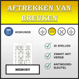 Memory: Aftrekken van breuken