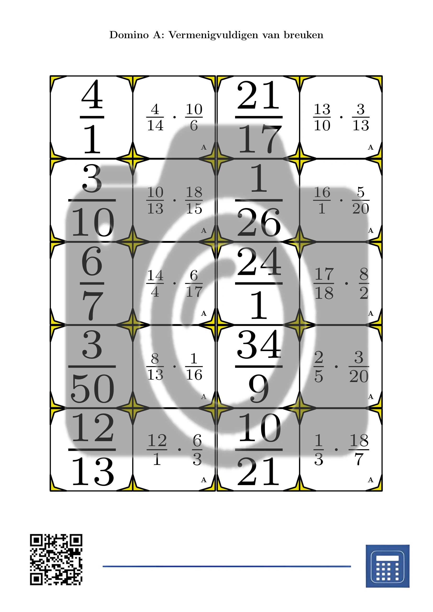 Domino: Vermenigvuldigen van breuken - Afbeelding 2
