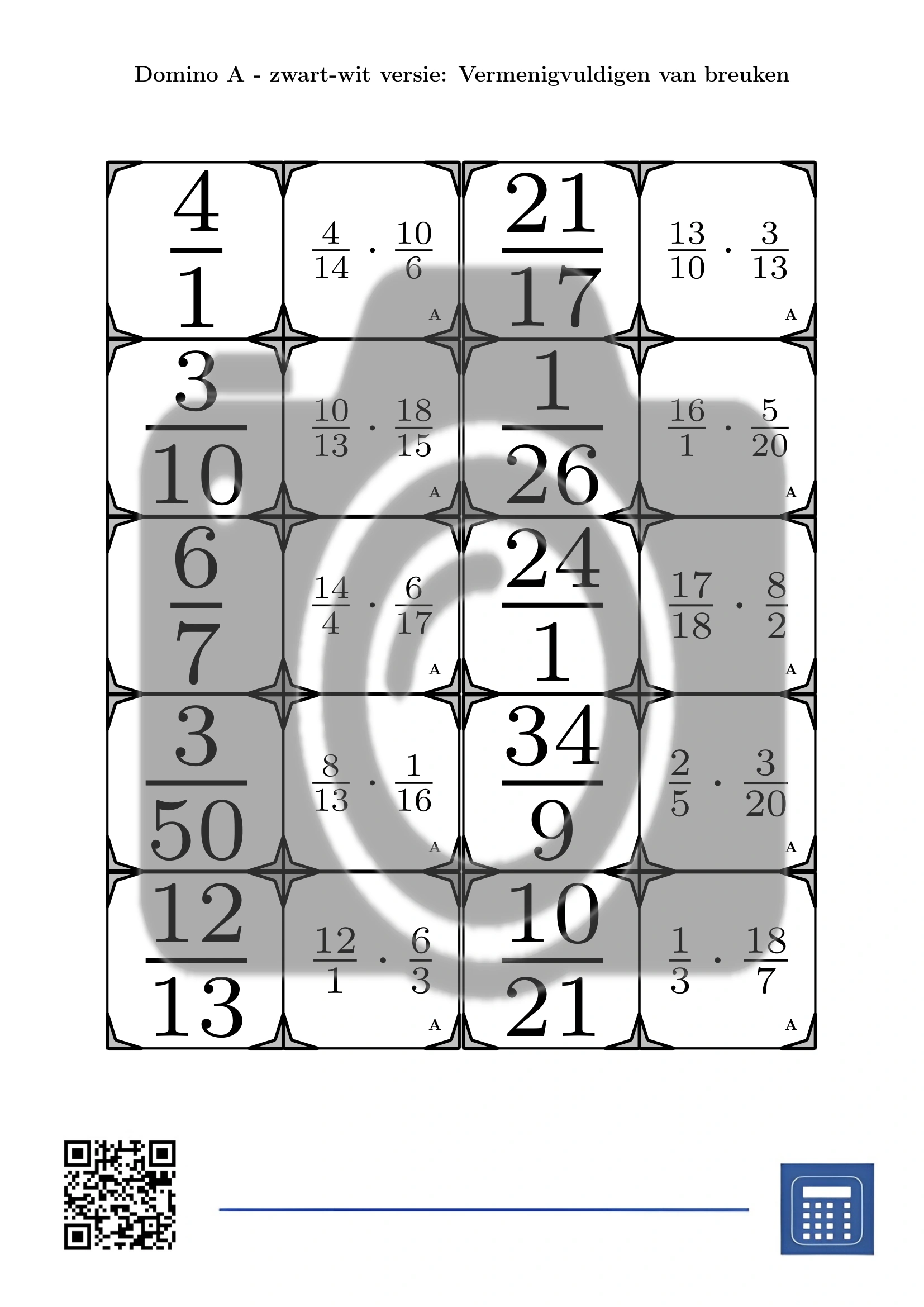 Domino: Vermenigvuldigen van breuken - Afbeelding 3
