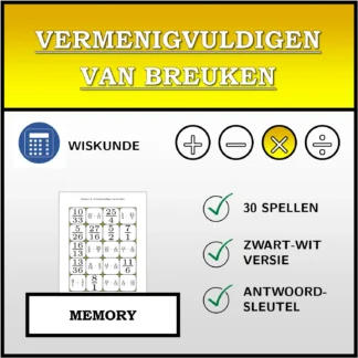 Memory: Vermenigvuldigen van breuken