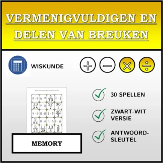 Memory: Vermenigvuldigen en delen van breuken