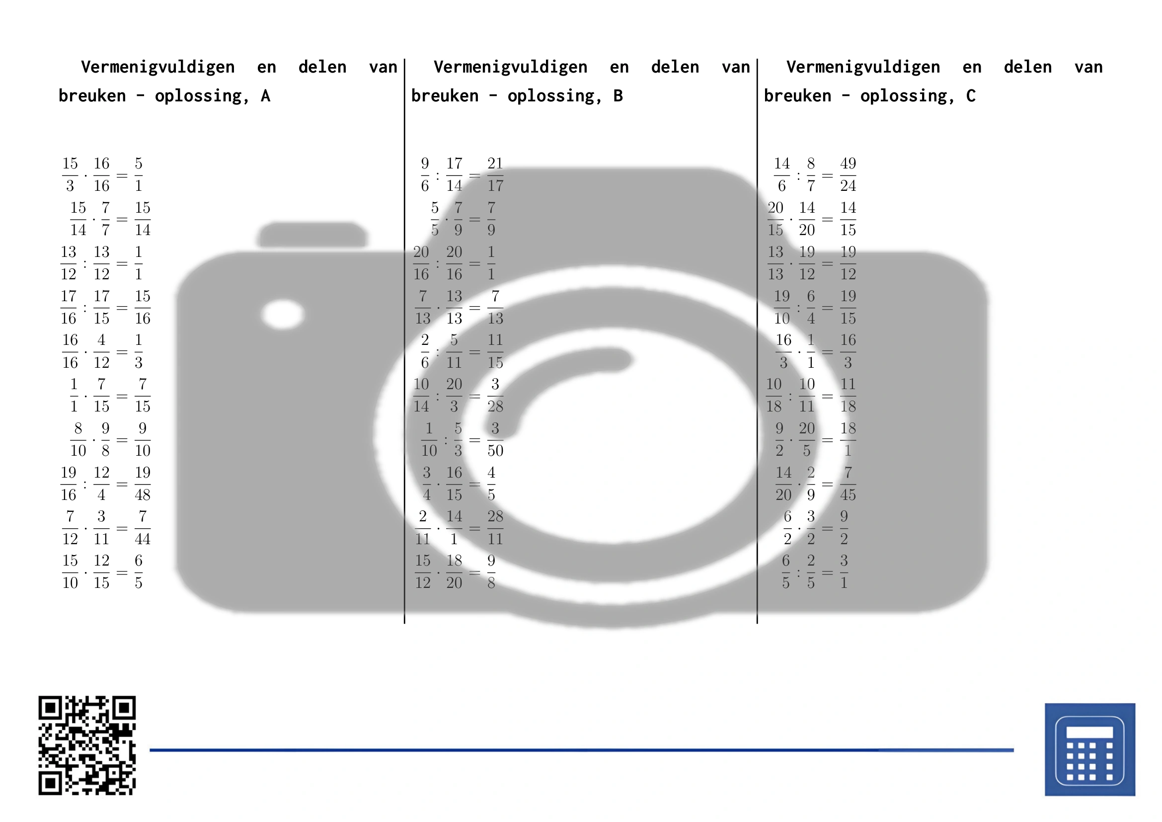 Werkblad: Vermenigvuldigen en delen van breuken - Afbeelding 4