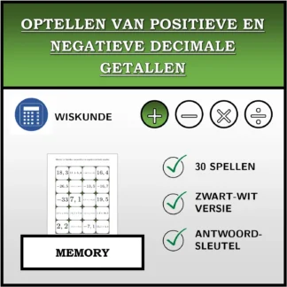 Memory: Optellen van positieve en negatieve decimale getallen