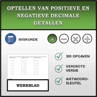 Werkblad: Optellen van positieve en negatieve decimale getallen