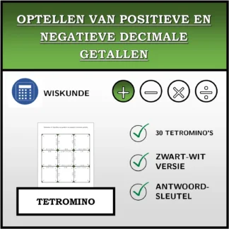 Tetromino: Optellen van positieve en negatieve decimale getallen