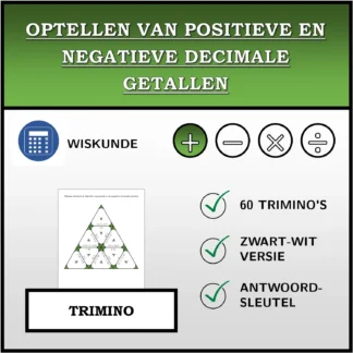 Trimino: Optellen van positieve en negatieve decimale getallen