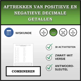 Combineeroefening: Aftrekken van positieve en negatieve decimale getallen