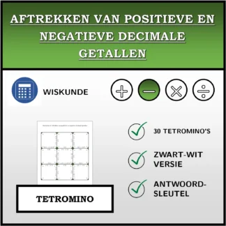 Tetromino: Aftrekken van positieve en negatieve decimale getallen