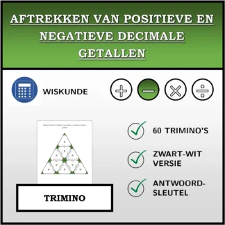 Trimino: Aftrekken van positieve en negatieve decimale getallen