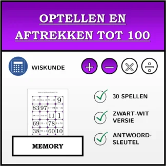 Memory: Optellen en aftrekken tot 100