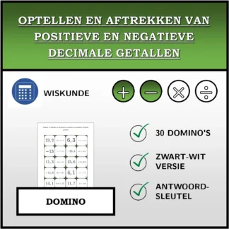 Domino: Optellen en aftrekken van positieve en negatieve decimale getallen