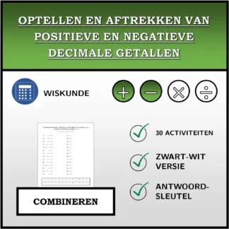 Combineeroefening: Optellen en aftrekken van positieve en negatieve decimale getallen