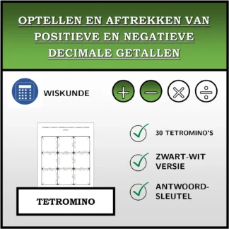 Tetromino: Optellen en aftrekken van positieve en negatieve decimale getallen