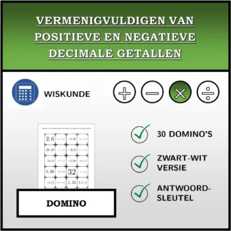 Domino: Vermenigvuldigen van positieve en negatieve decimale getallen
