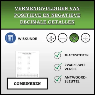 Combineeroefening: Vermenigvuldigen van positieve en negatieve decimale getallen