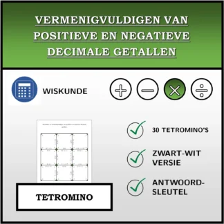 Tetromino: Vermenigvuldigen van positieve en negatieve decimale getallen