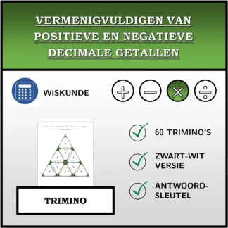 Trimino: Vermenigvuldigen van positieve en negatieve decimale getallen