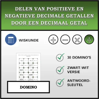 Domino: Delen van positieve en negatieve decimale getallen door een decimaal getal