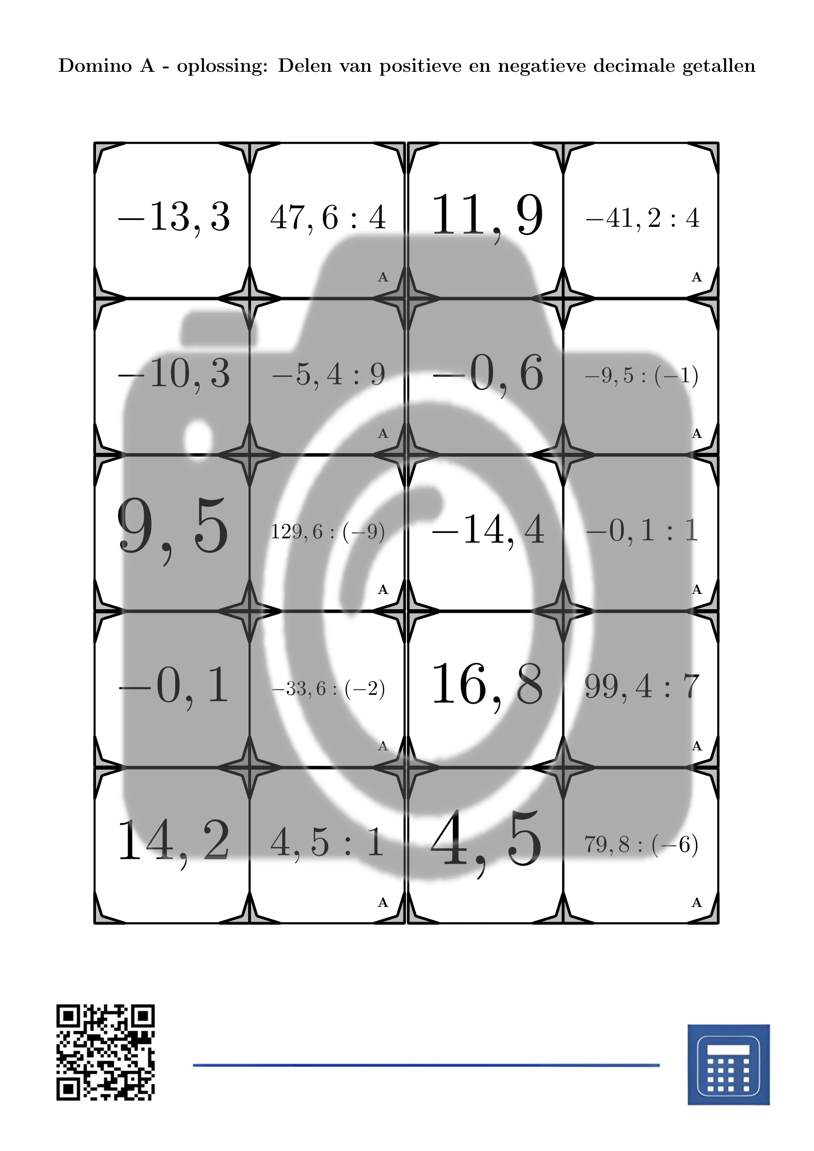 Domino: Delen van positieve en negatieve decimale getallen - Afbeelding 4