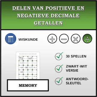 Memory: Delen van positieve en negatieve decimale getallen