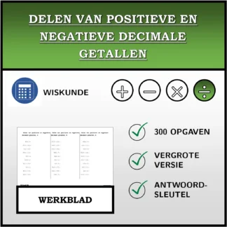 Werkblad: Delen van positieve en negatieve decimale getallen