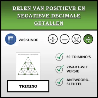 Trimino: Delen van positieve en negatieve decimale getallen