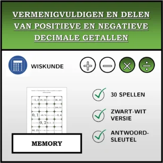 Memory: Vermenigvuldigen en delen van positieve en negatieve decimale getallen
