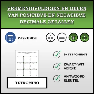 Tetromino: Vermenigvuldigen en delen van positieve en negatieve decimale getallen