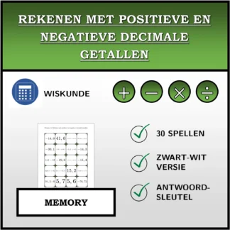 Memory: Rekenen met positieve en negatieve decimale getallen