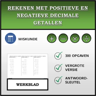 Werkblad: Rekenen met positieve en negatieve decimale getallen