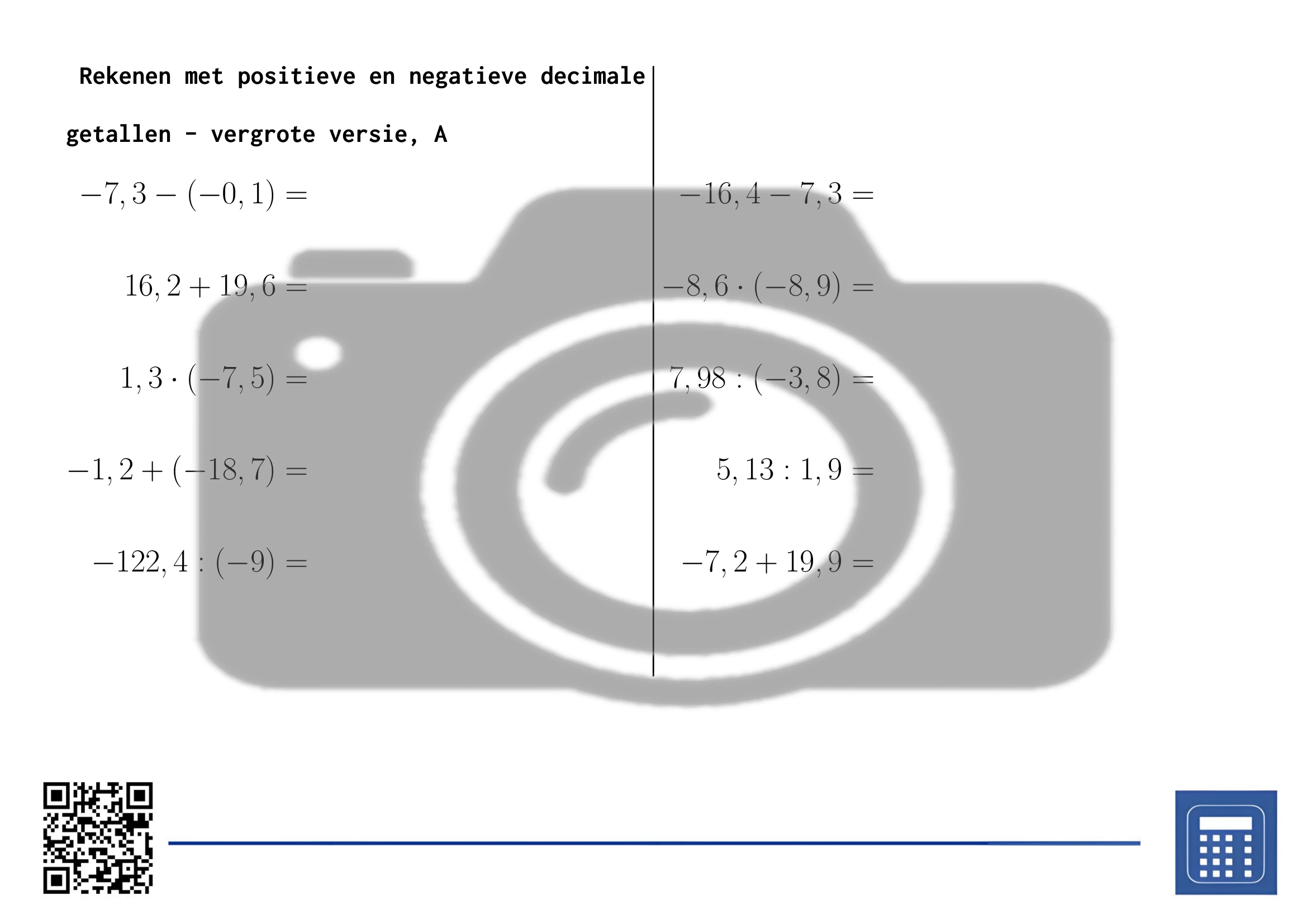 Werkblad: Rekenen met positieve en negatieve decimale getallen - Afbeelding 3