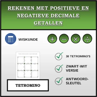 Tetromino: Rekenen met positieve en negatieve decimale getallen