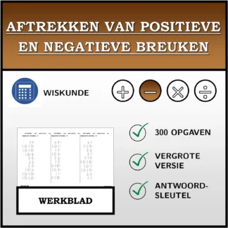 Werkblad: Aftrekken van positieve en negatieve breuken