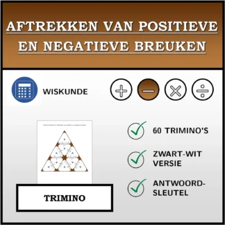 Trimino: Aftrekken van positieve en negatieve breuken