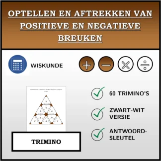 Trimino: Optellen en aftrekken van positieve en negatieve breuken