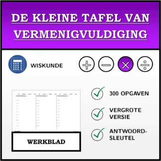 Werkblad: De kleine tafel van vermenigvuldiging
