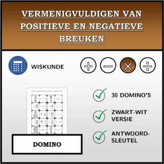 Domino: Vermenigvuldigen van positieve en negatieve breuken