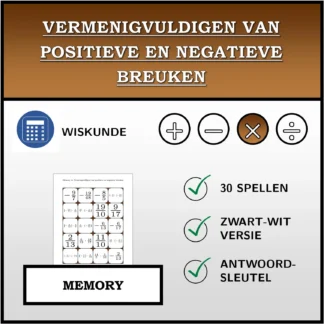 Memory: Vermenigvuldigen van positieve en negatieve breuken
