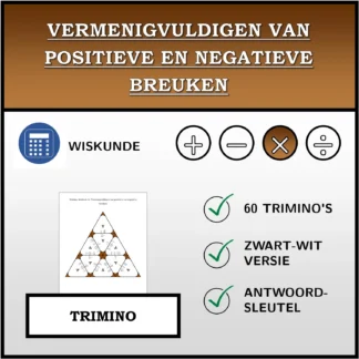 Trimino: Vermenigvuldigen van positieve en negatieve breuken