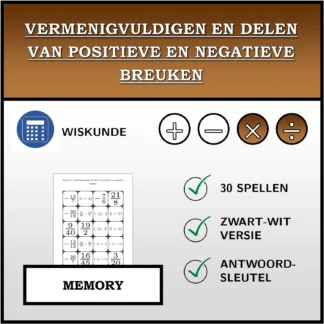 Memory: Vermenigvuldigen en delen van positieve en negatieve breuken