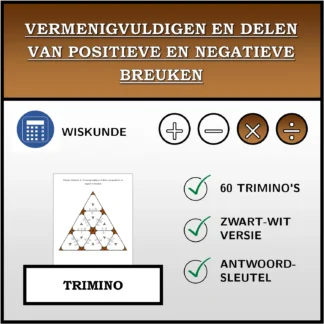 Trimino: Vermenigvuldigen en delen van positieve en negatieve breuken